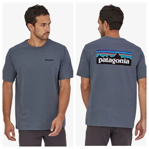 Patagonia Men P6 Logo Responsibili Tee T-Shirt Grey PlumeSize XXL - Picture 1 of 10